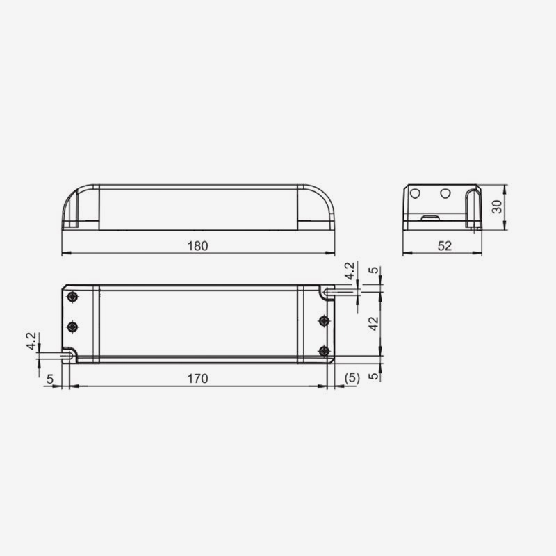12v 75W plint led transformator ritning