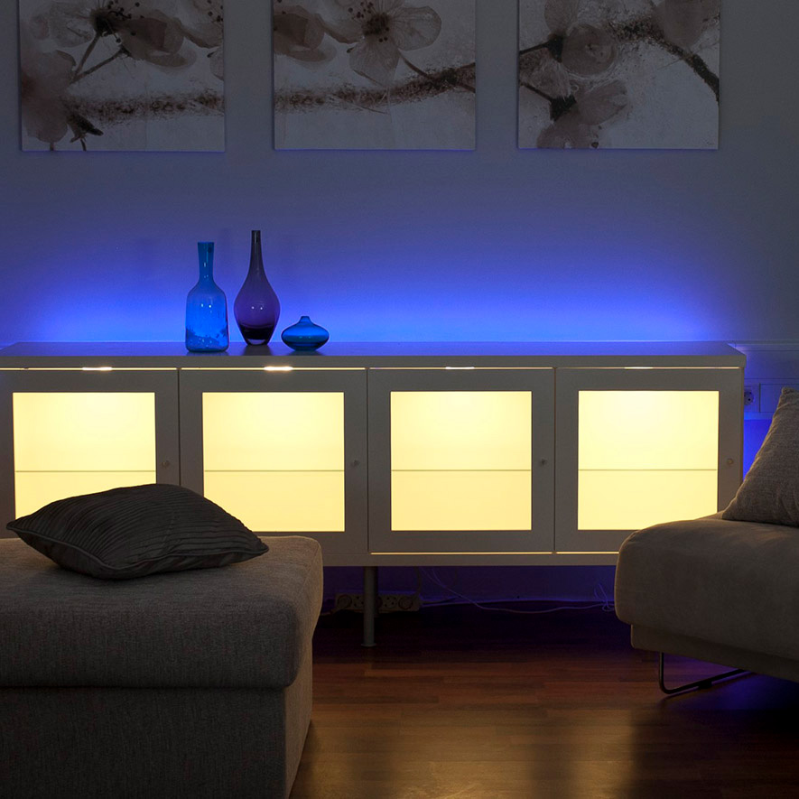Ledlister hylla rgb blå webb