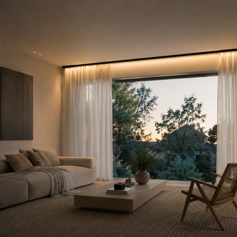 gardinskena i aluminium med led-strip